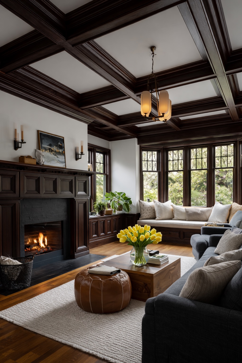 Garden Tulip bouquet in a craftsman-style interior